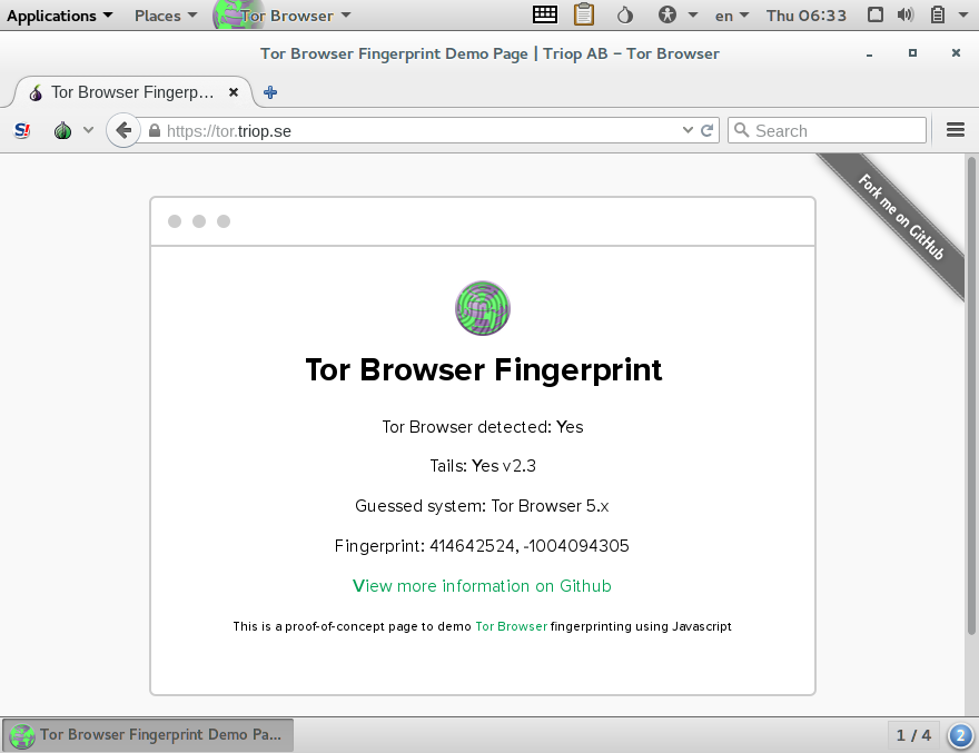 Tor and Tails fingerprinting